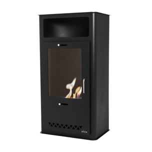 Poêle à éthanol 3kW design rectangulaire en acier noir