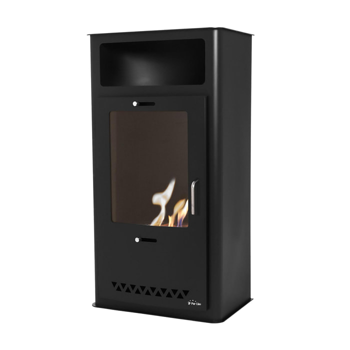 Poêle à éthanol 3kW design rectangulaire en acier noir