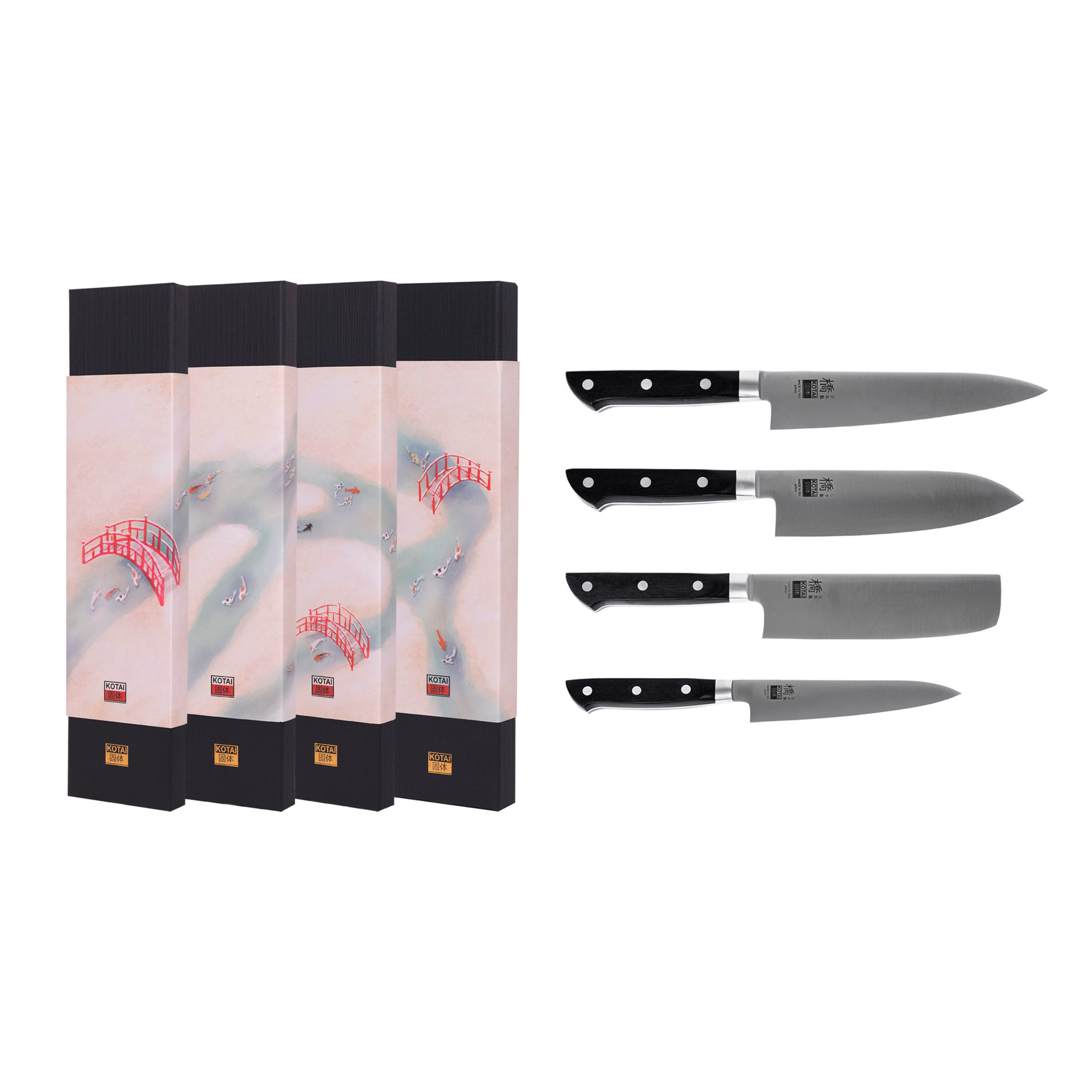 Coltello spelucchino e Santoku "Hashi Damas" - acciaio damasco giapponese