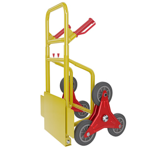 Carrello A Mano Montascale Portapacchi Portata Max 200 Kg Carrellino Pieghevole Acciaio Tubolare Ruote In Gomma Trasporto Pacchi 112x61x44 Cm Giallo