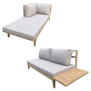 Salon de jardin en acacia 4 places PANGKOR - coussins sable