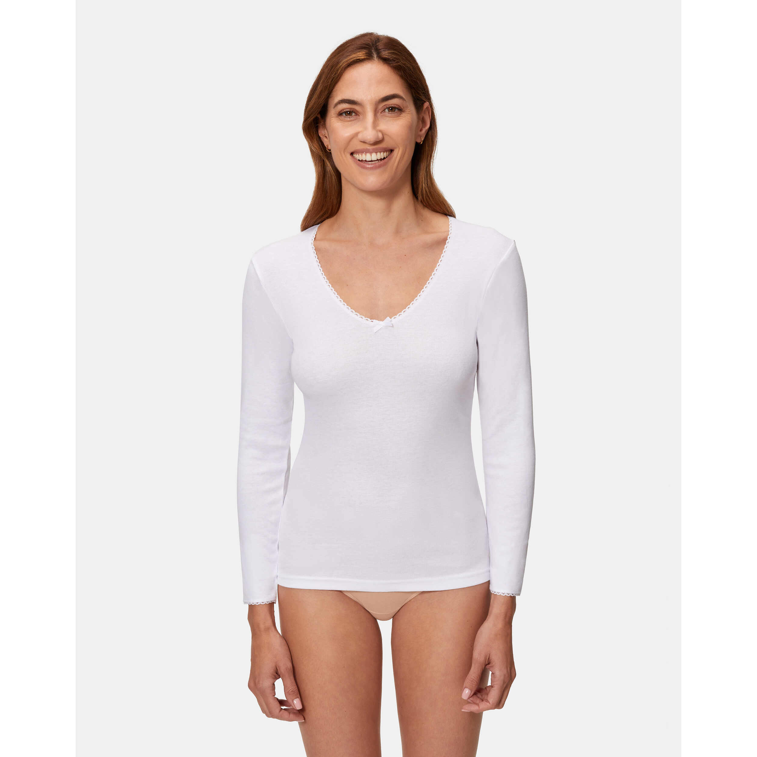 Camiseta térmica de mujer de fibra de invierno de manga larga