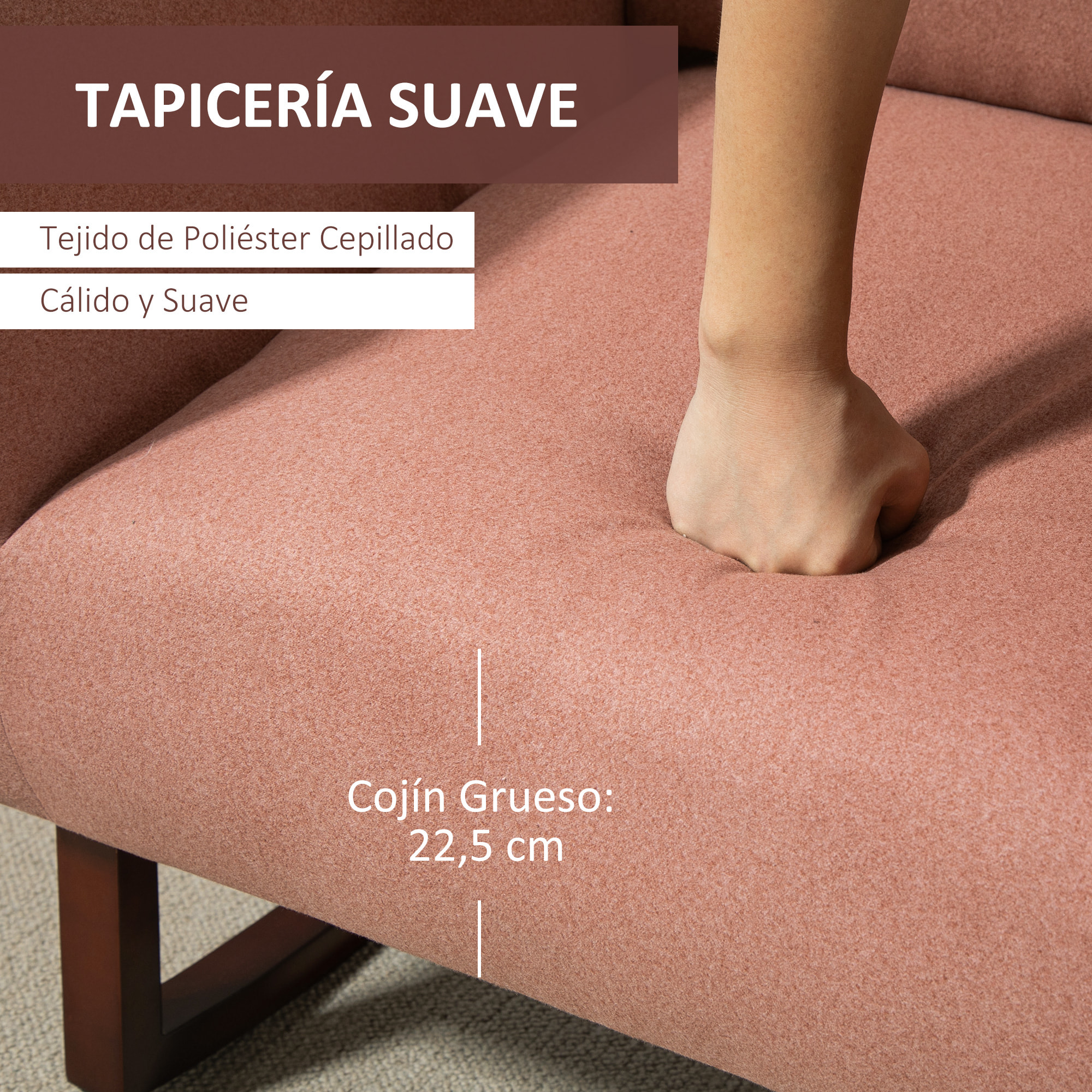 HOMCOM Silla Mecedora Tapizada en Franela Sillón Balancín Relax con Asiento Reposabrazos Acolchados y Pies de Madera de Caucho Ideal Lactancia 72x75x105 cm Rosa