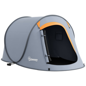 Tienda de Campaña Pop-Up para 2-3 Personas Tienda de Camping Plegable Portátil Impermeable con Ventana Puerta y Bolsa de Transporte para Pescar Senderismo 245x148x105 cm Gris