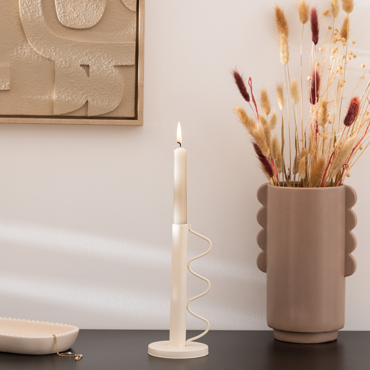 Bougeoir Wavy bliss métal H20cm