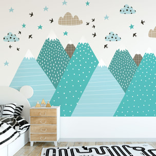 Stickers muraux enfants - Décoration chambre bébé - Autocollant Sticker mural géant enfant montagnes scandinaves JESSIKA