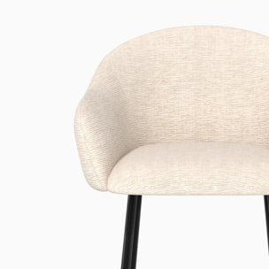 Chaise de bar en tissu blanc chiné 76 cm - Socky