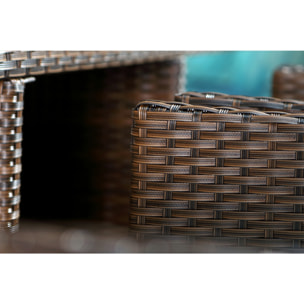 Salon de jardin 10 places marron/blanc + housse de protection REGINA