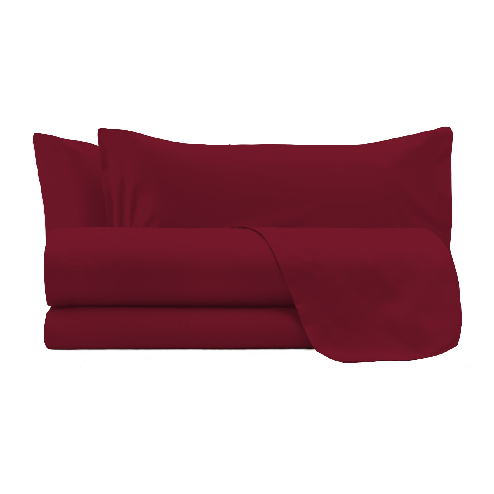 COMPLETO LETTO MAX COLOR, 100% Cotone, Made in Italy - BORDEAUX