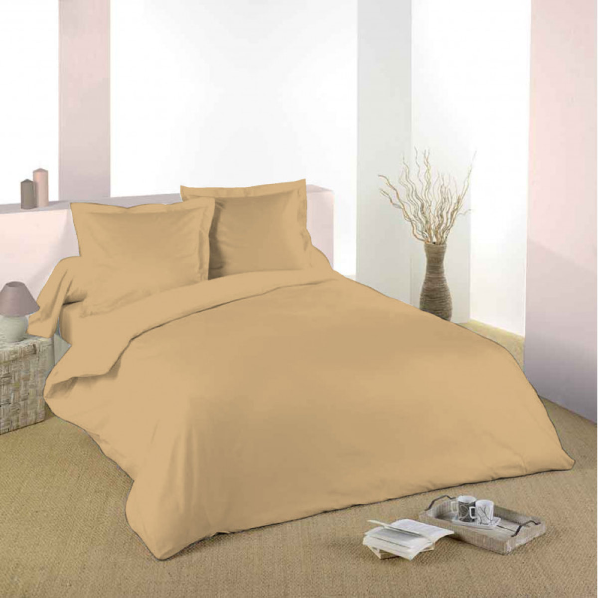 Housse de couette Taupe/ 100% Coton / 57 Fils/cm²