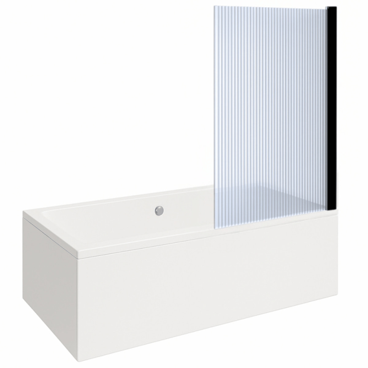 Baignoire rectangulaire Neon 180x80cm + Pare bain droit AURYS Raywall noir mat profilé droite