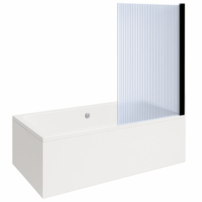 Baignoire rectangulaire Neon 180x80cm + Pare bain droit AURYS Raywall noir mat profilé droite