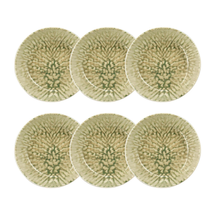 Lot de 6 coupelles vertes en grès 600ml JADE