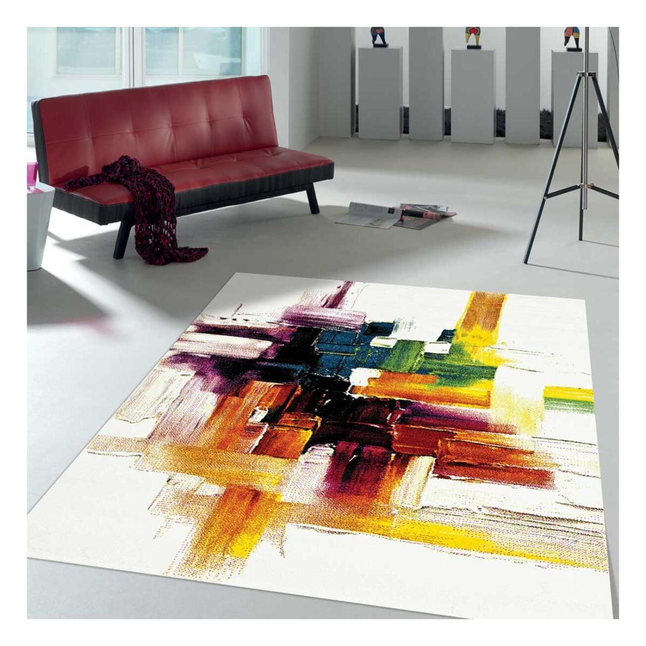 Tapis motif abstrait Rufa multicolore