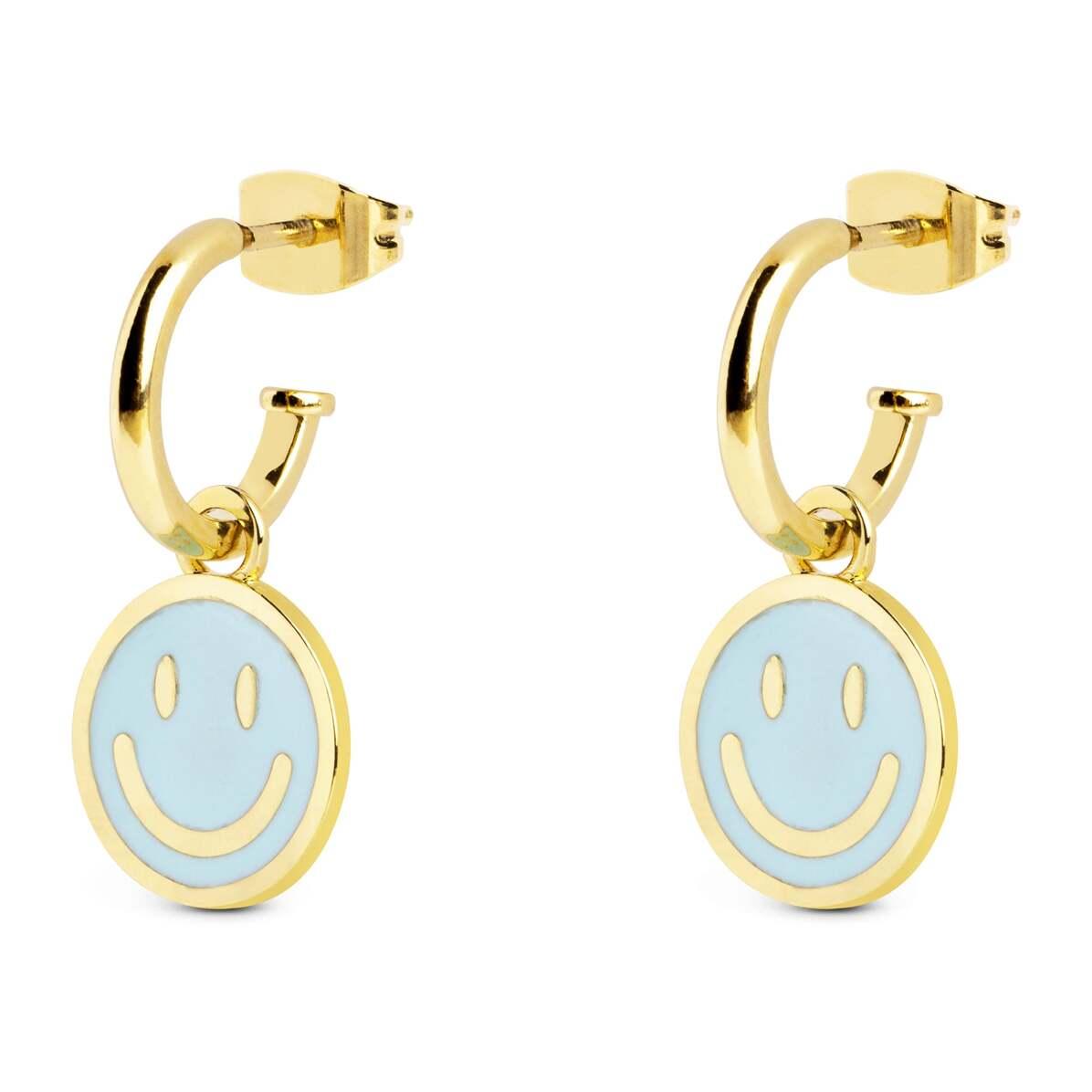 Pendientes Aro Smiley Sky Enamel Baño Oro