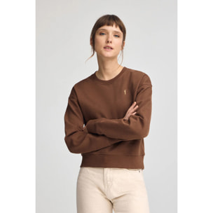 Sudadera color moca de corte boxy con logo Rigby Go