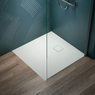 Receveur de douche antidérapant Ultra Flat Evo recoupable avec bonde longueur 80 x 80