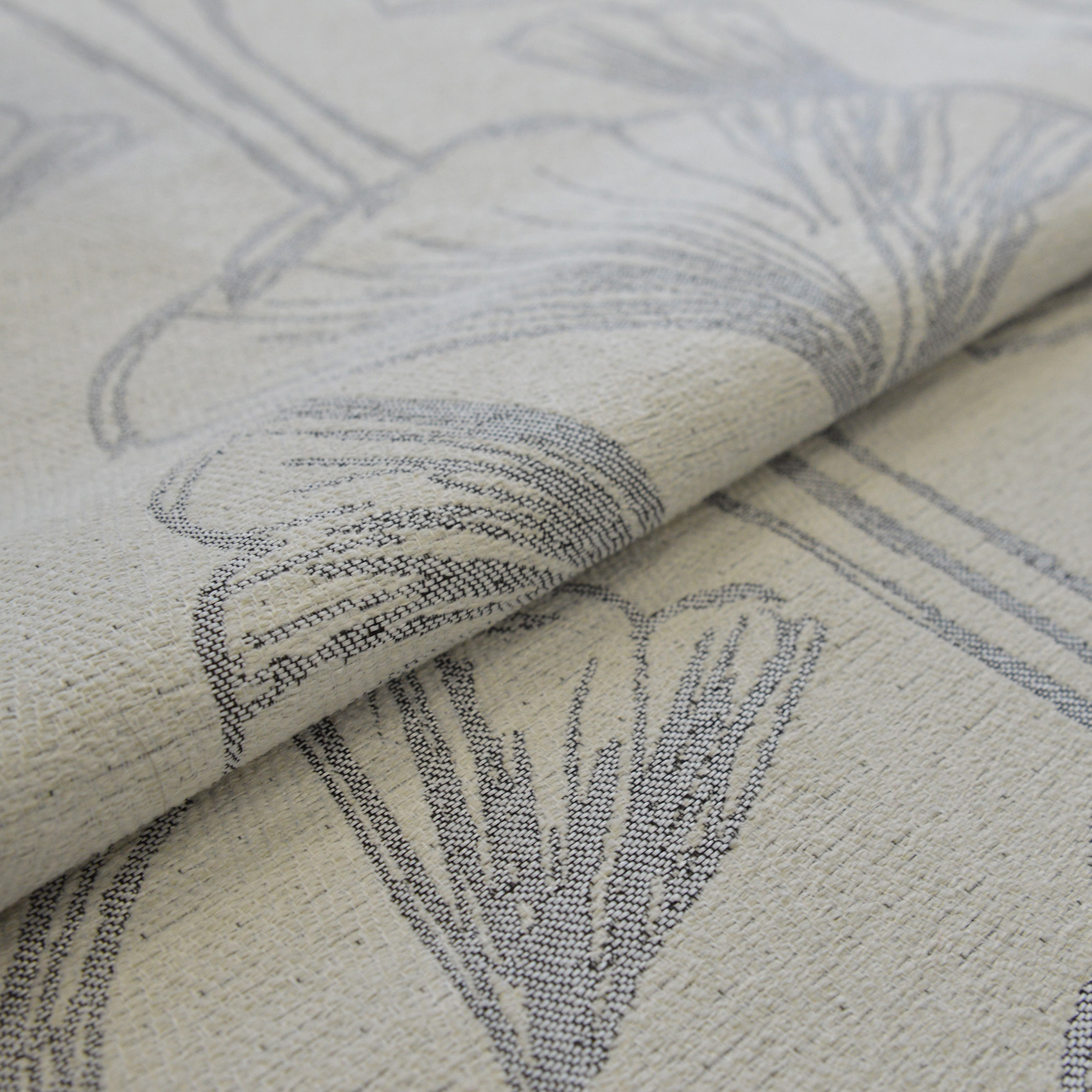 Tissu d'ameublement fleurs de gingko - Gris clair