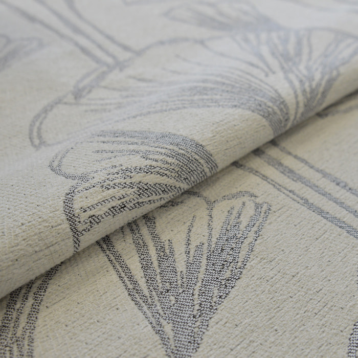 Tissu d'ameublement fleurs de gingko - Gris clair