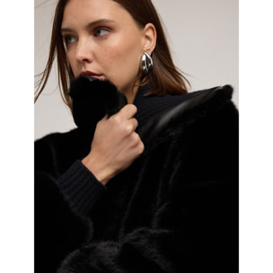 Motivi - Giubbotto effetto teddy con collo alto - Nero