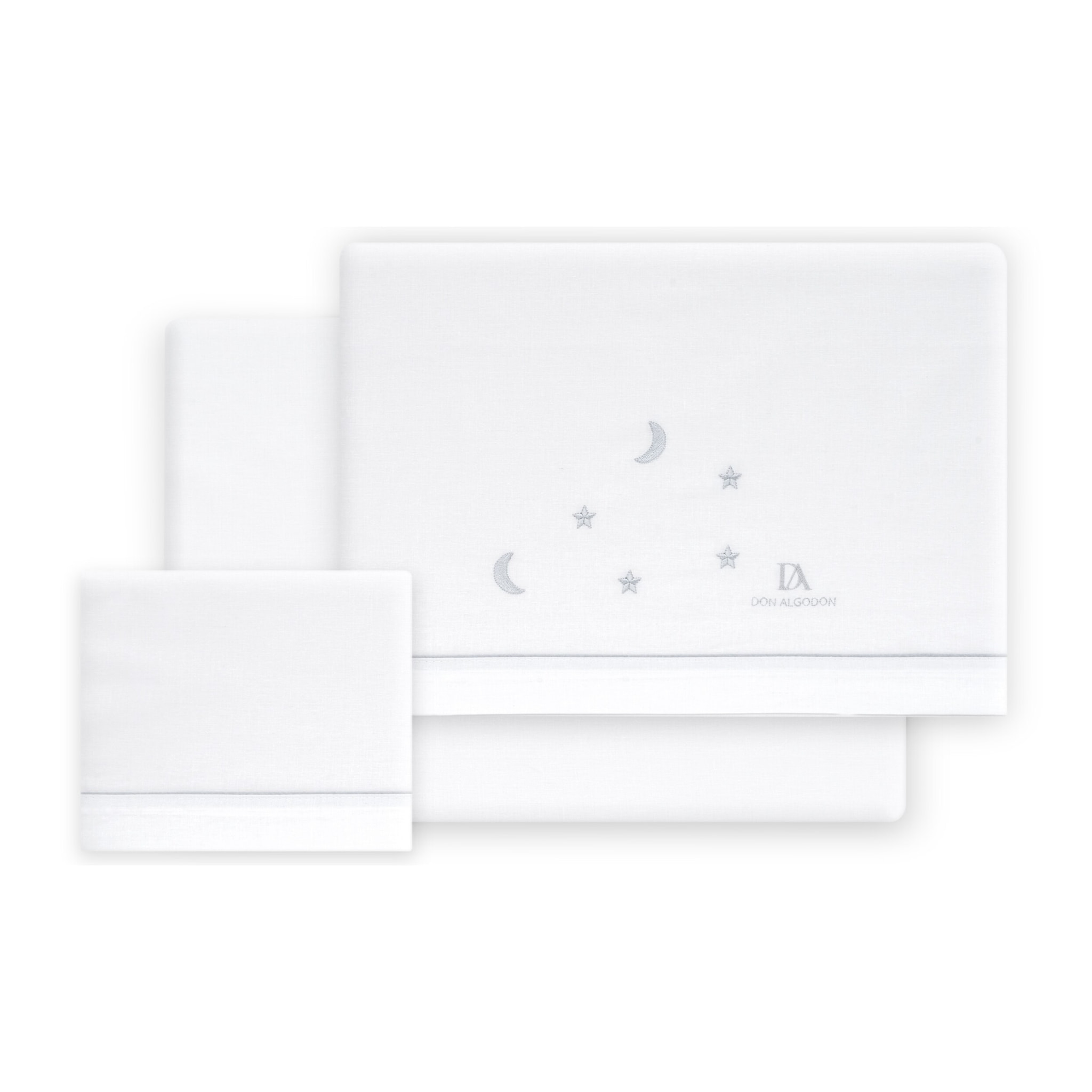 Triptico Coche 100% Alg Don Algodon Estrellas Luna Bco/Gris