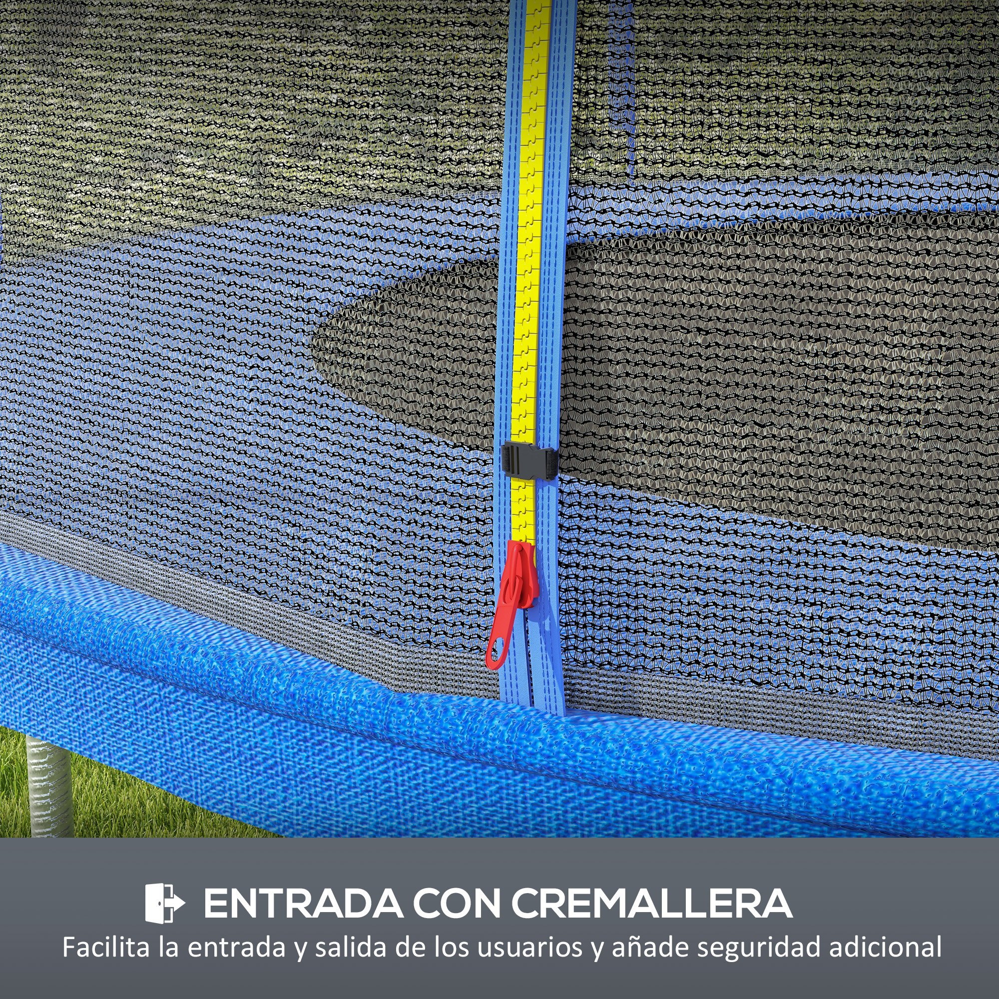 Red de Seguridad para Cama Elástica Ø305 cm Red de Trampolín Redondo para Exterior Protectora para Cama Elástica de 6 Postes Rectos Azul