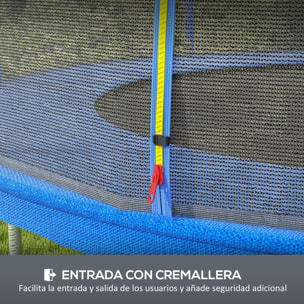 Red de Seguridad para Cama Elástica Ø305 cm Red de Trampolín Redondo para Exterior Protectora para Cama Elástica de 6 Postes Rectos Azul