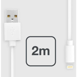 Câble Lightning ESSENTIELB vers USB 2m blanc certifié Apple