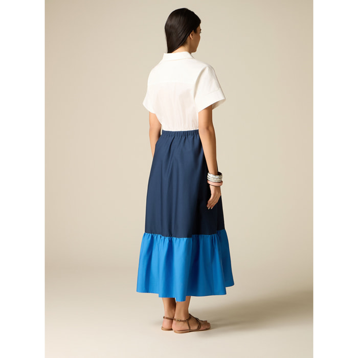 Oltre - Vestido largo color block - Azul