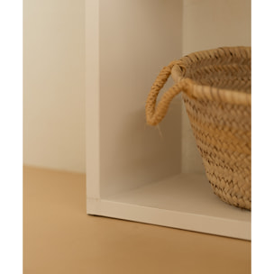 Estantería de madera maciza tono blanco con 1 estante Alto: 74 Largo: 80 Ancho: 20