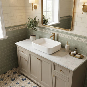 Vasque à poser Infinitio 50 x 39 x 13 cm, sans trop-plein, Blanc Mat (SATINF5039)