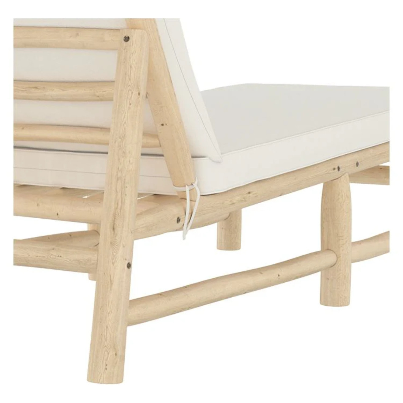 Transat en branche de teck et matelas blanc cassé - Makam