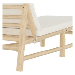 Transat en branche de teck et matelas blanc cassé - Makam