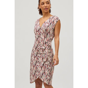 Abito midi stampato con arricciatura