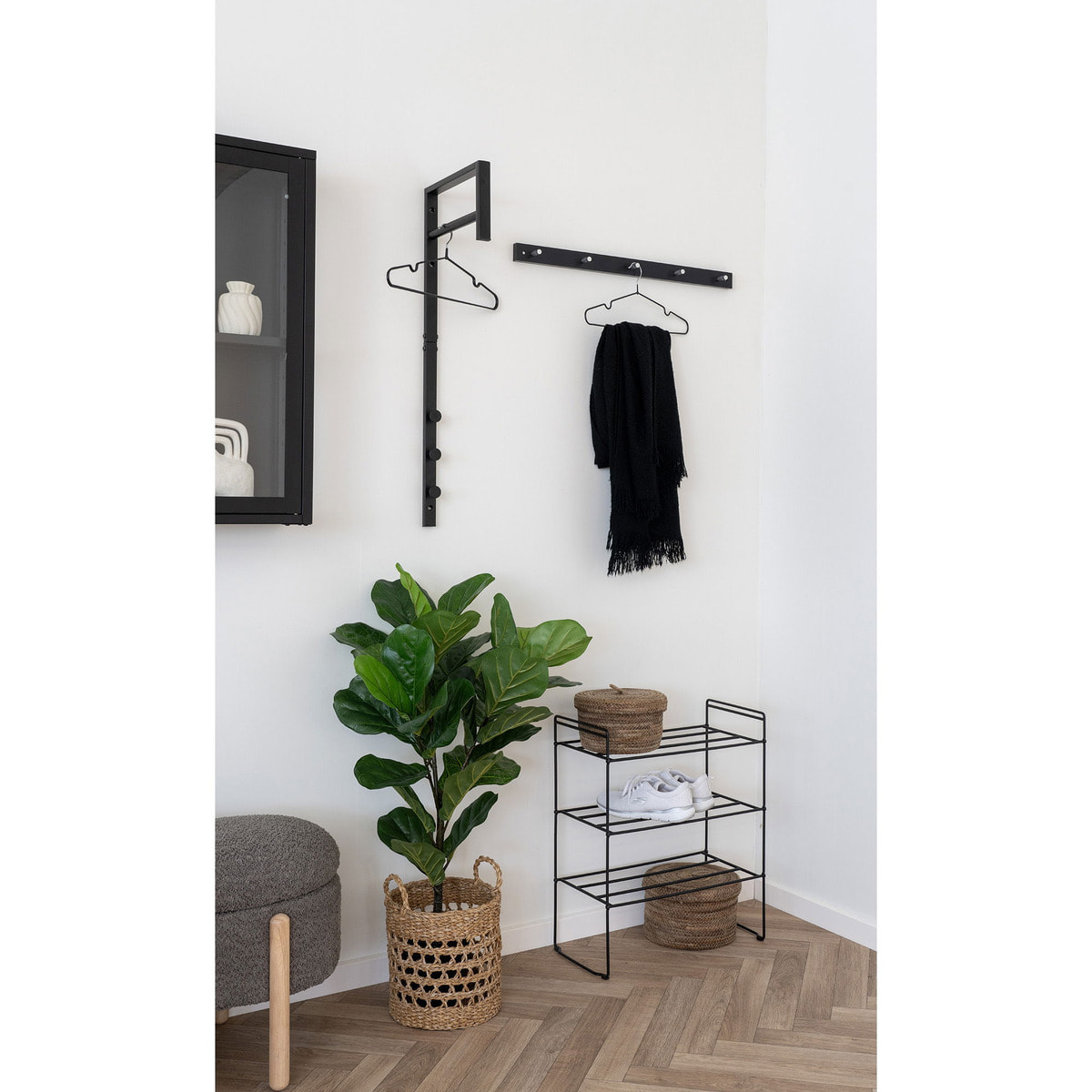 Scarpiera Swansea a 3 ripiani in acciaio nero 49,5×25×60 cm