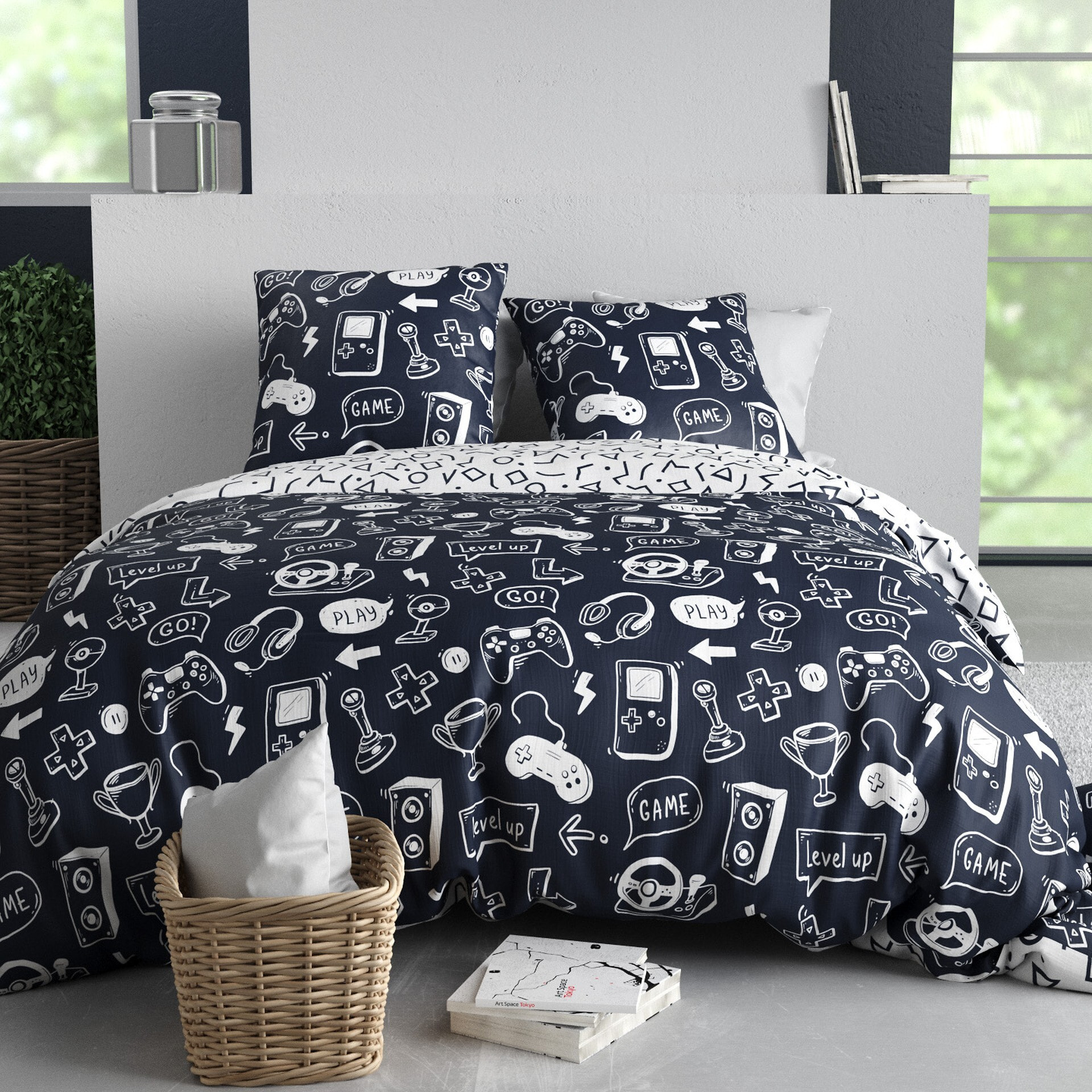 Parure Housse De Couette 3pcs 100% Coton 57 Fils GEEK