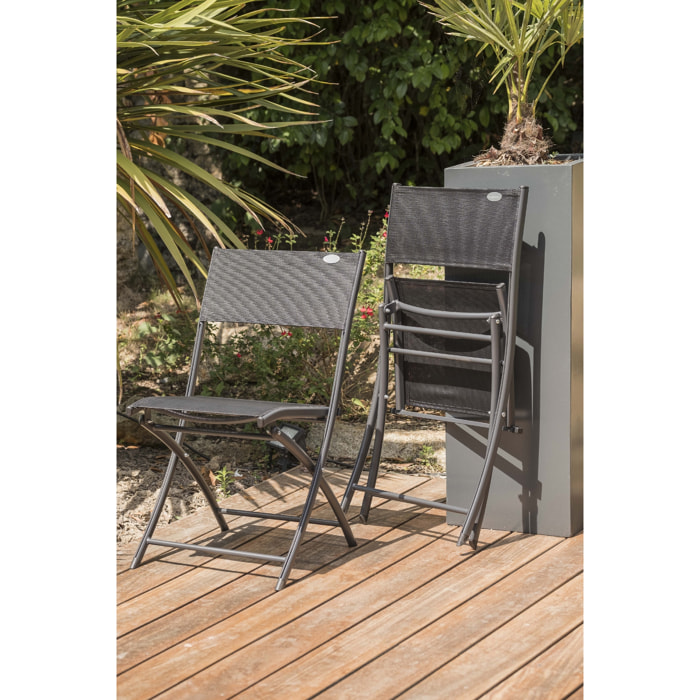 C43 - Chaise de jardin pliante en aluminium et toile plastifiée noire