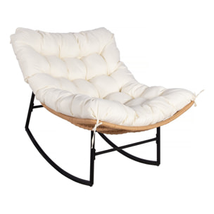 Fauteuil à bascule papasan avec coussin intérieur/extérieur "Papaya" - Beige