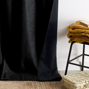 Rideau thermique phonique et semi occultant à galons fronceurs KONFOR - Noir