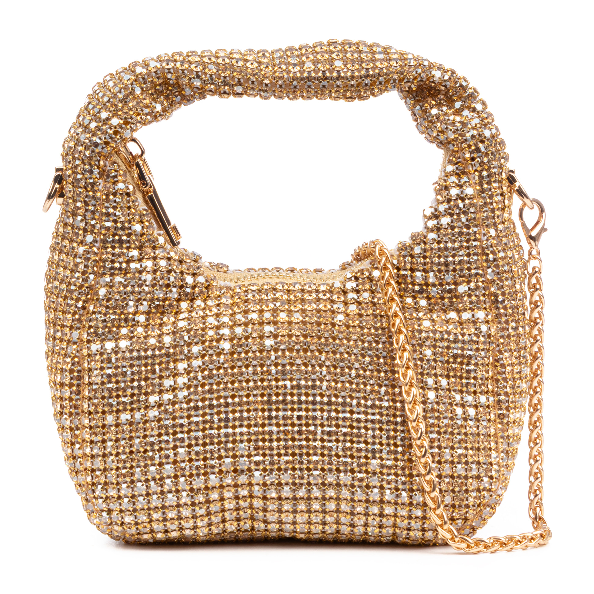 Baganza borsa a mano da festa con pietre di zirconia di grado 5A, design a diamante effetto brillante.