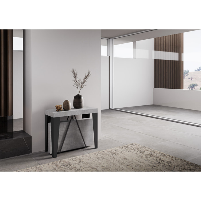 Consolle allungabile 90x40/196 cm Algo Small cemento telaio antracite
