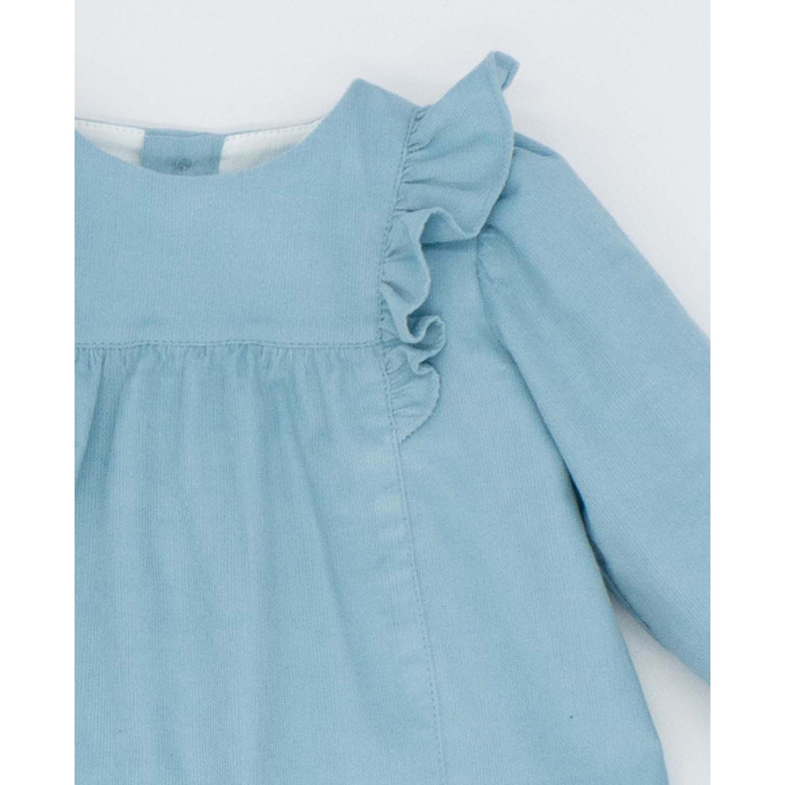 Vestido pana volantes azul verdoso