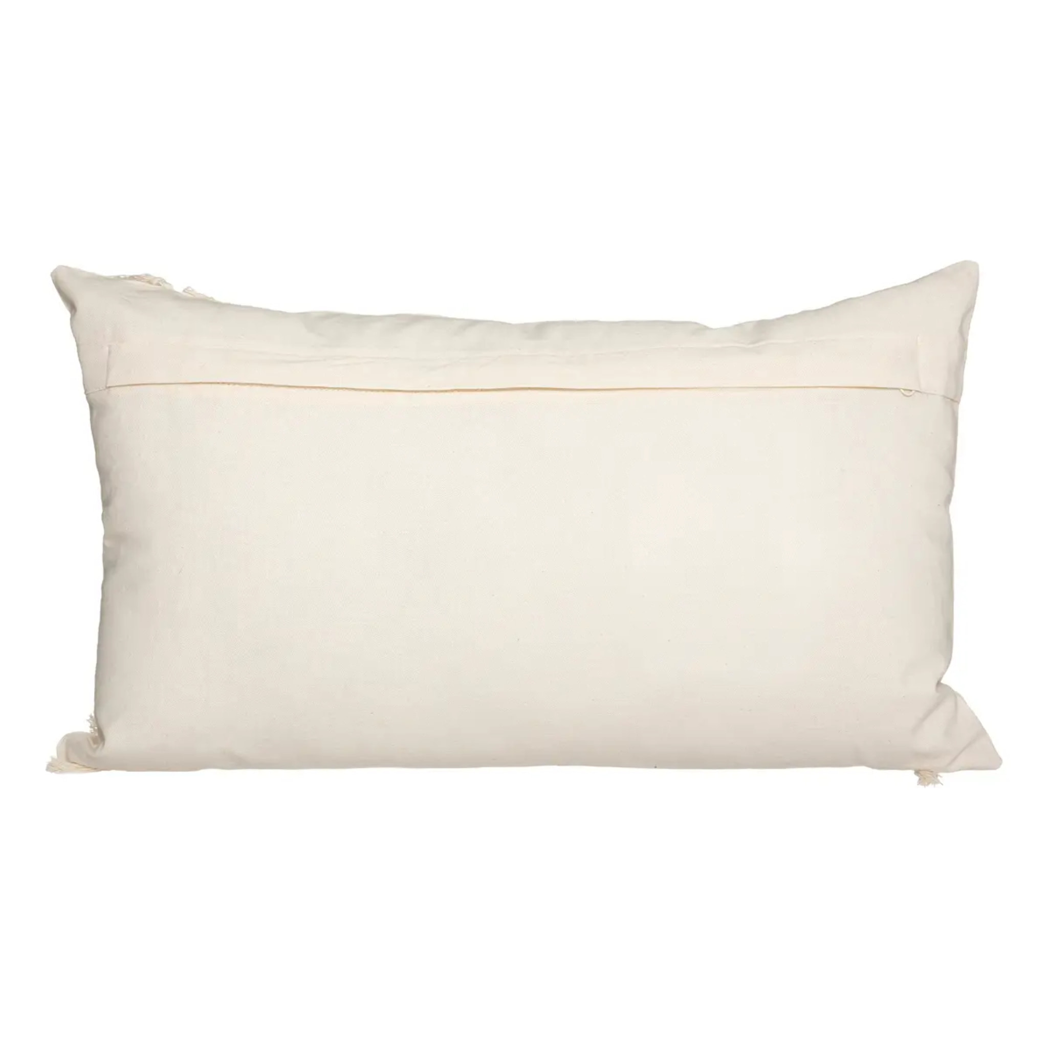 Coussin "Macra" en macramé blanc ivoire 30x50cm