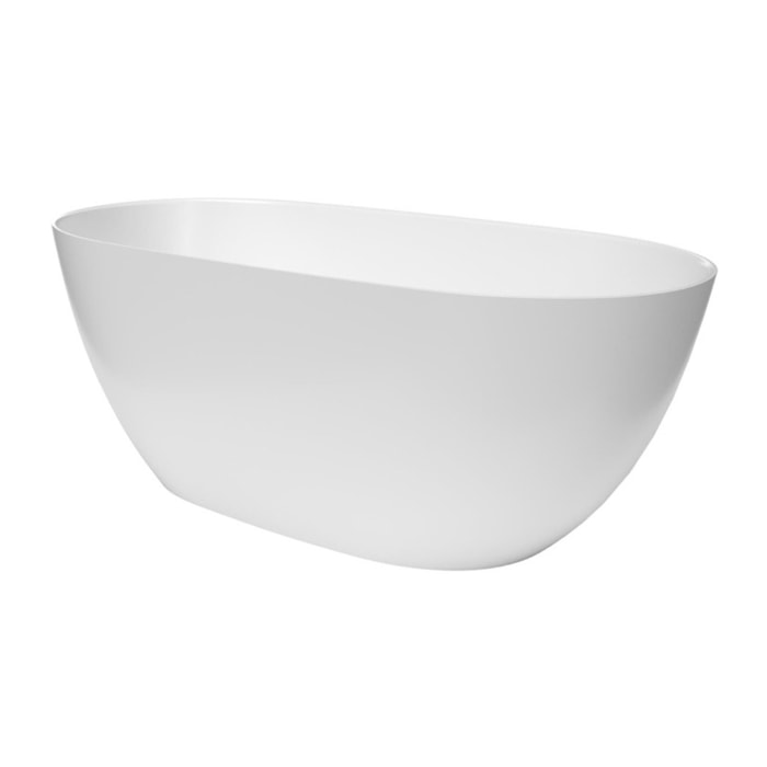 Aulis 160x74 cm Baignoire îlot en marbre Coulé 293L, sans pieds, blanc (SATAU1600)