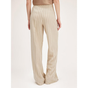 Motivi - Pantalones modelo palazzo con raya diplomática - Beige