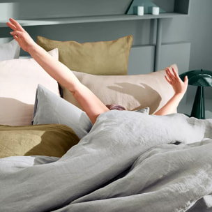 Housse de couette pur lin lavé 165 g/m² uni gris Le lin lave gris perle