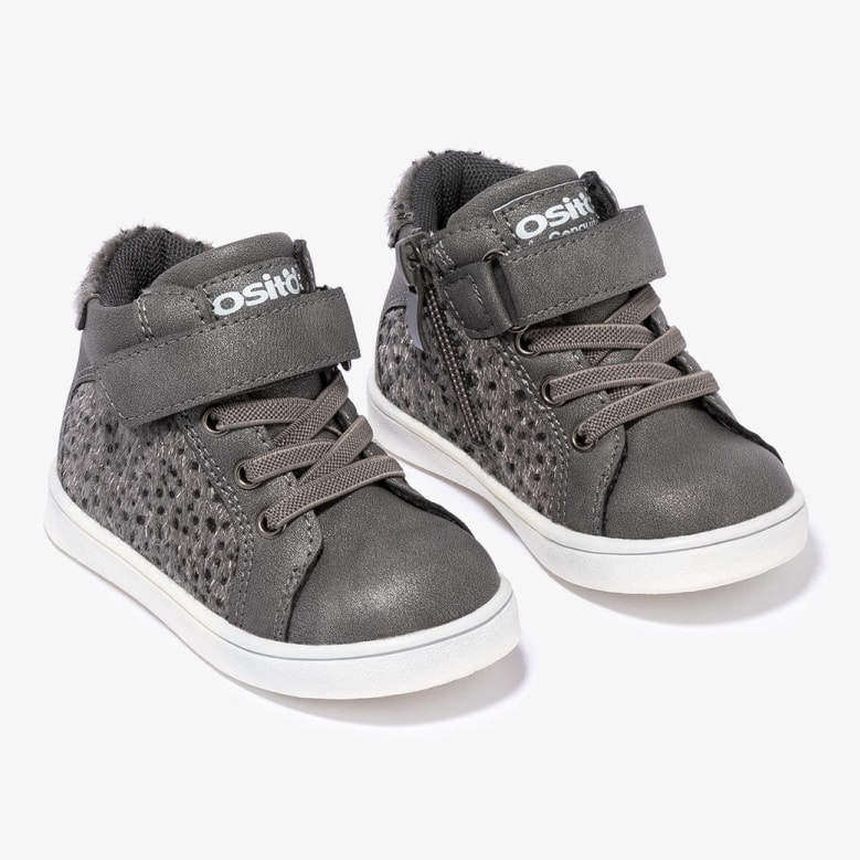 Zapatillas Altas de Bebés con Estampado Animal en Gris