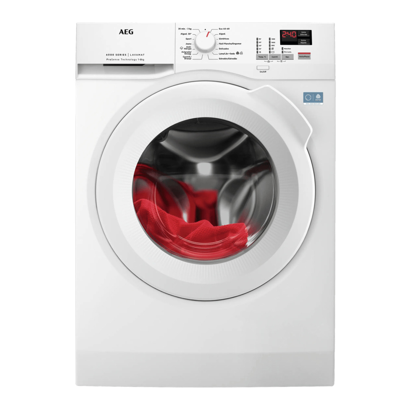 AEG Lavadora de libre instalación Serie 6000 ProSense® de 8.0 kg LFA6K8241C