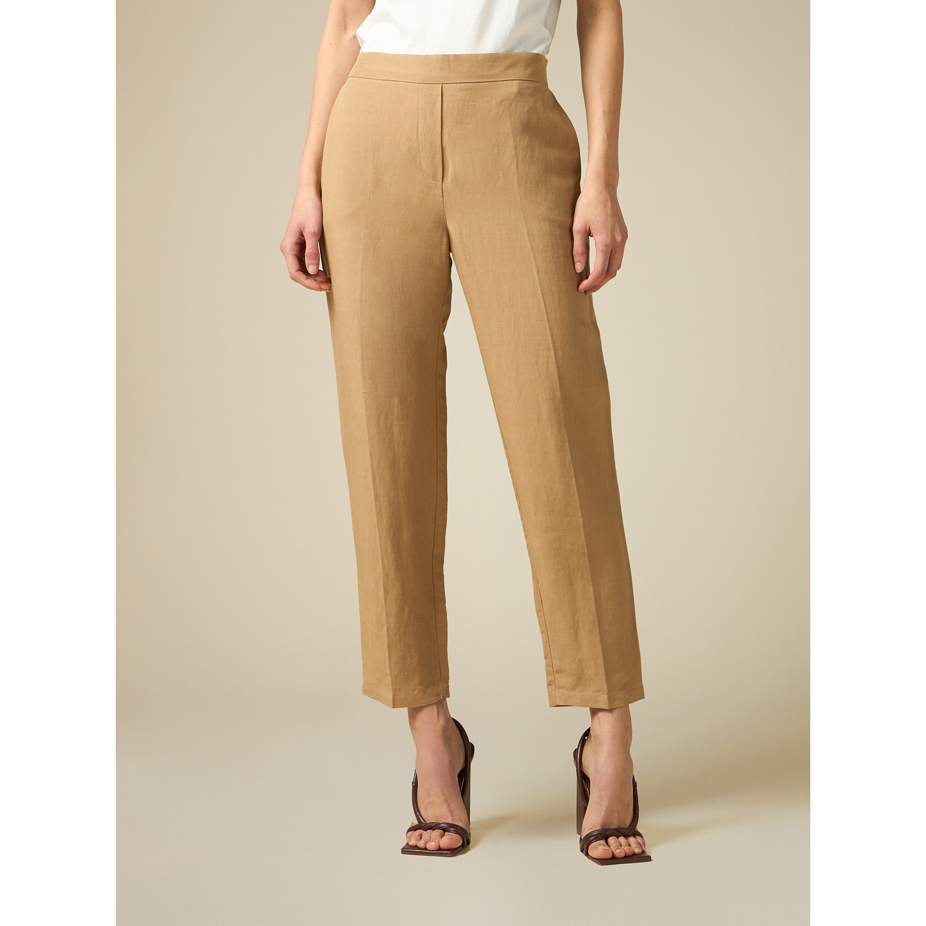 Oltre - Pantalón en mezcla de lino - Beige