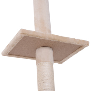 Arbre à chat poteau à griffer L40 x l 34 x H 230-260 cm 5 niveaux d'activités beige